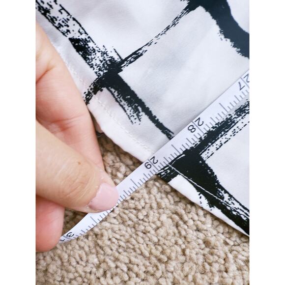 Halogen Half Zip Tunic Top Black White Brushed Checker Print Small Artsy Minimal - Picture 8 of 8